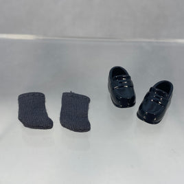 [ND121] Doll: Black Loafers with Gray Socks